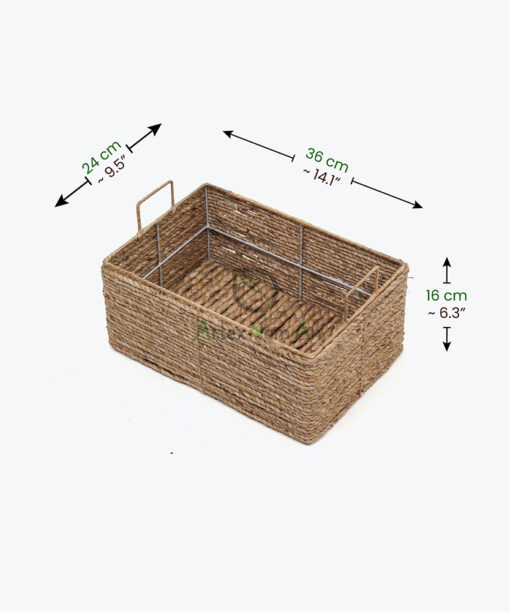 Set of 3 Water Hyacinth Storage Bins With Handles