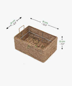 Set of 3 Water Hyacinth Storage Bins With Handles