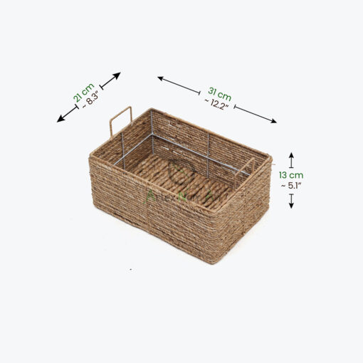 Set of 3 Water Hyacinth Storage Bins With Handles