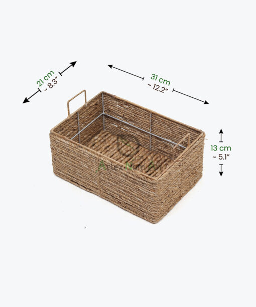 Set of 3 Water Hyacinth Storage Bins With Handles