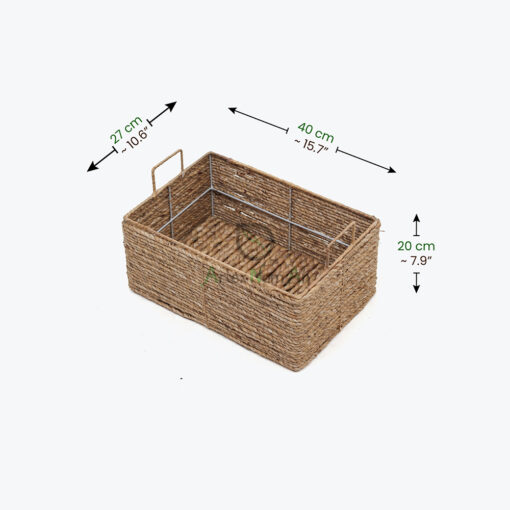 Set of 3 Water Hyacinth Storage Bins With Handles