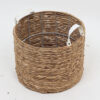 Round Water Hyacinth Laundry Basket With PU Handles
