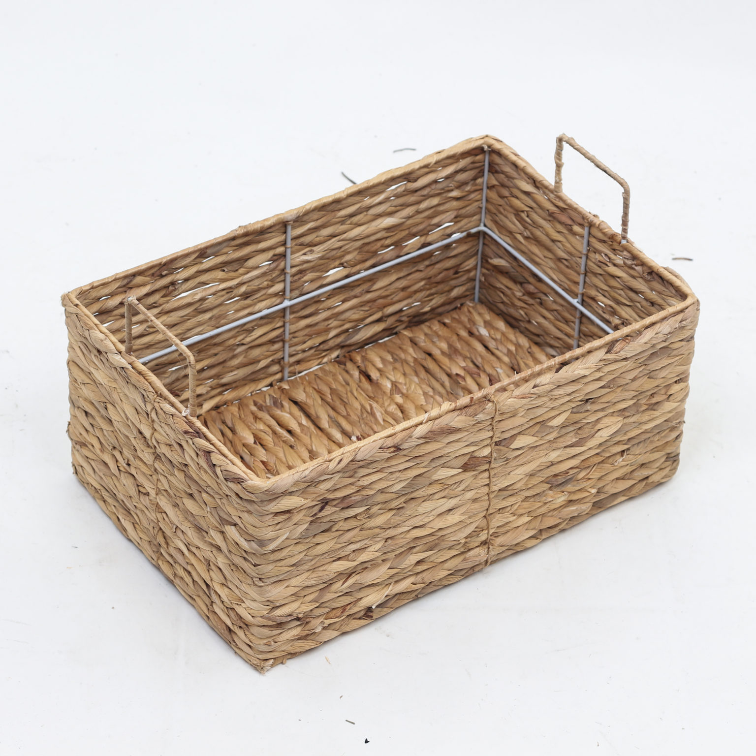 Set of 3 Unique Sturdy Rectangular Water Hyacinth Storage Bins With Handles