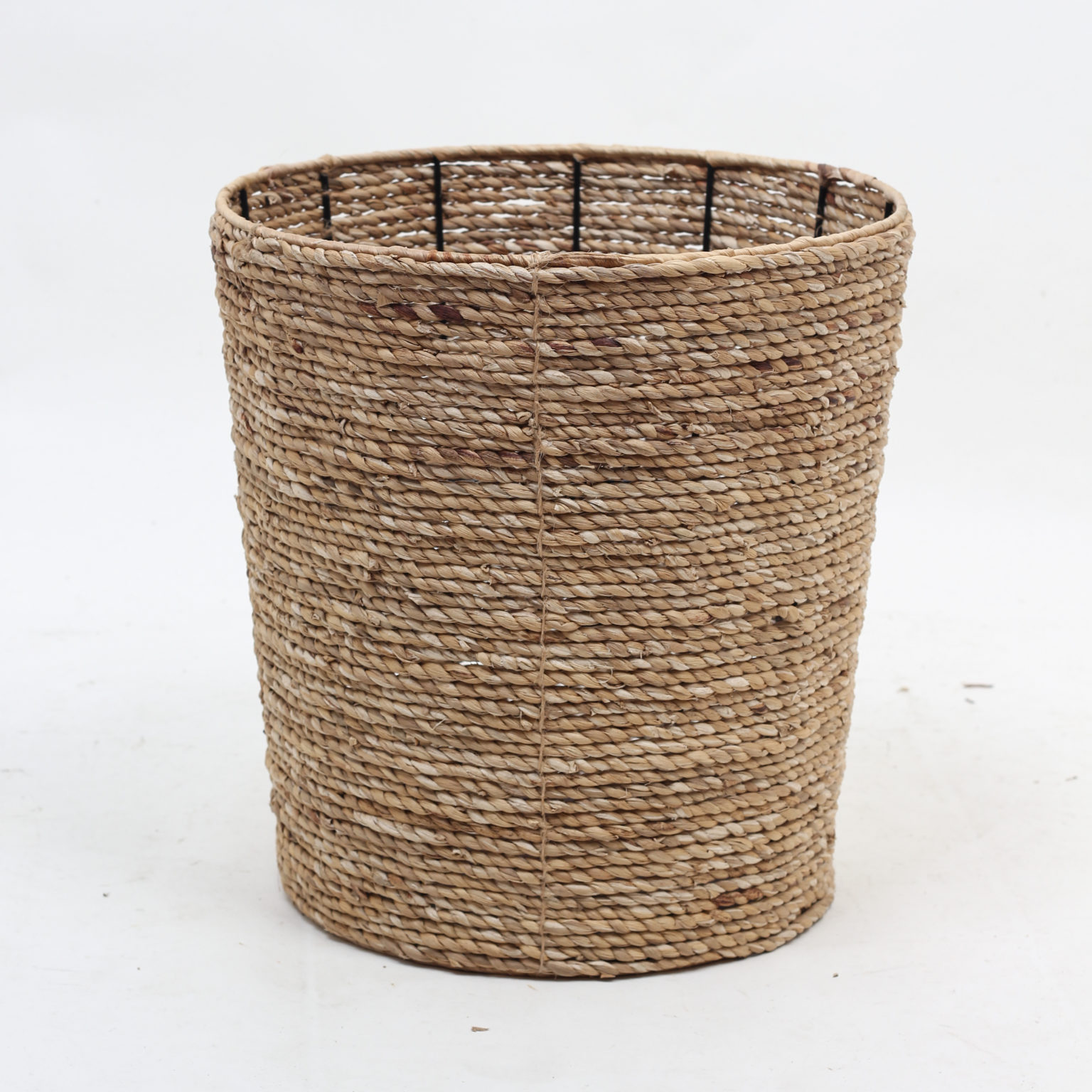Round Water Hyacinth Storage Basket Bin