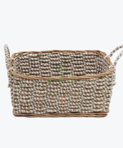 Rectangular Woven Seagrass Laundry Basket With Handles