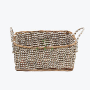 Rectangular Woven Seagrass Laundry Basket With Handles