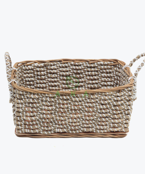 Rectangular Woven Seagrass Laundry Basket With Handles
