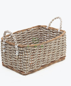 Rectangular Woven Seagrass Laundry Basket With Handles