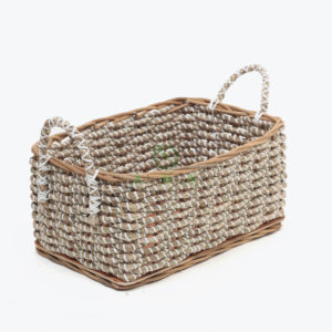 Rectangular Woven Seagrass Laundry Basket With Handles
