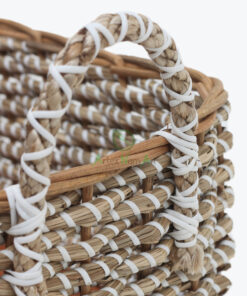 Rectangular Woven Seagrass Laundry Basket With Handles