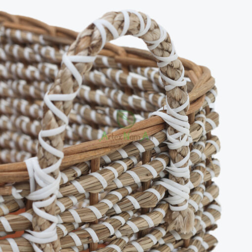 Rectangular Woven Seagrass Laundry Basket With Handles