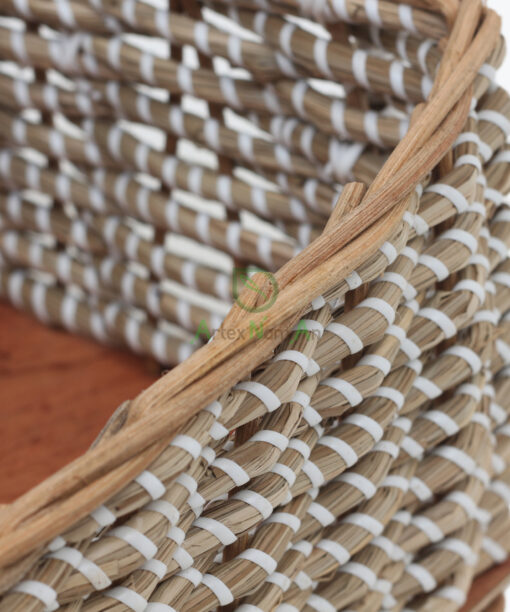 Rectangular Woven Seagrass Laundry Basket With Handles