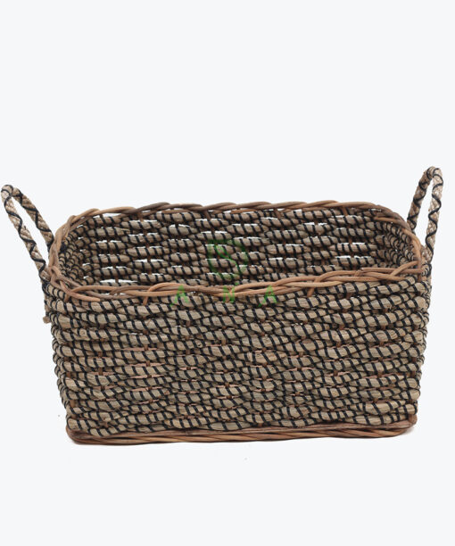 Rectangular Seagrass Clothes Organizer With Handles