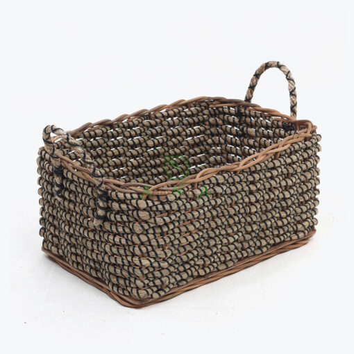 Rectangular Seagrass Clothes Organizer With Handles
