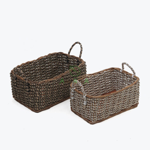 Rectangular Seagrass Clothes Organizer With Handles