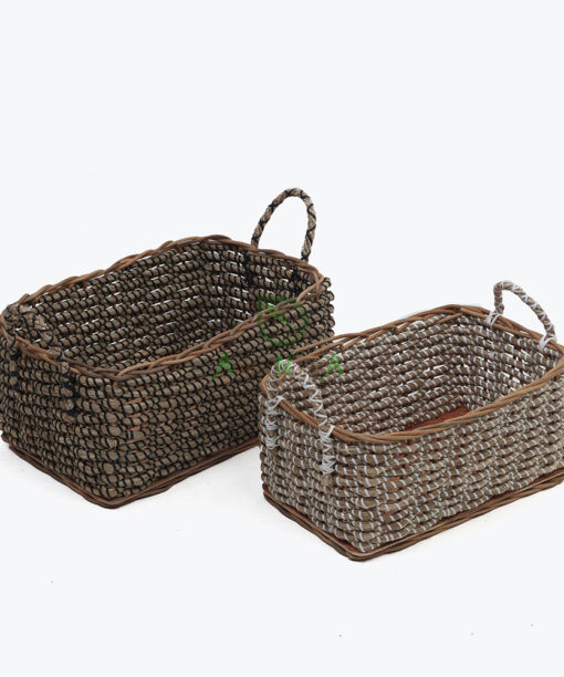 Rectangular Seagrass Clothes Organizer With Handles