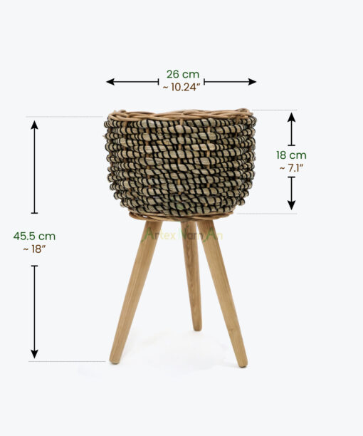 Newest Round Seagrass Pots For Plants Flower With Stand