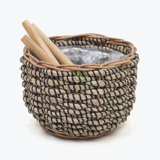 Newest Round Seagrass Pots For Plants Flower With Stand