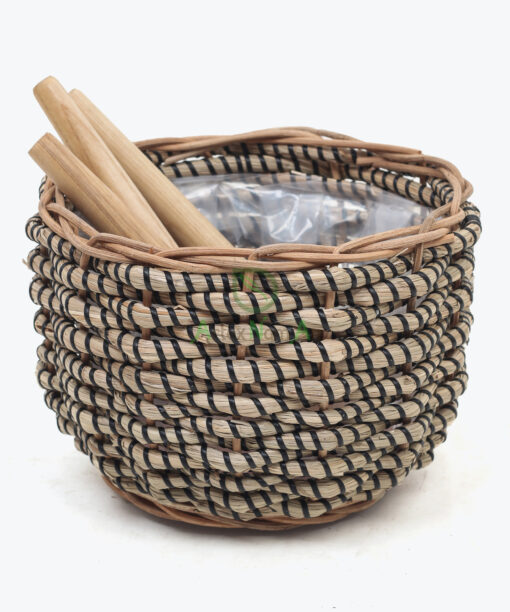 Newest Round Seagrass Pots For Plants Flower With Stand