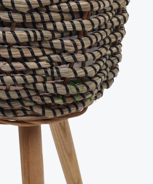 Newest Round Seagrass Pots For Plants Flower With Stand