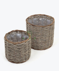 Newest Round Seagrass Pots For Plants Flower With Stand
