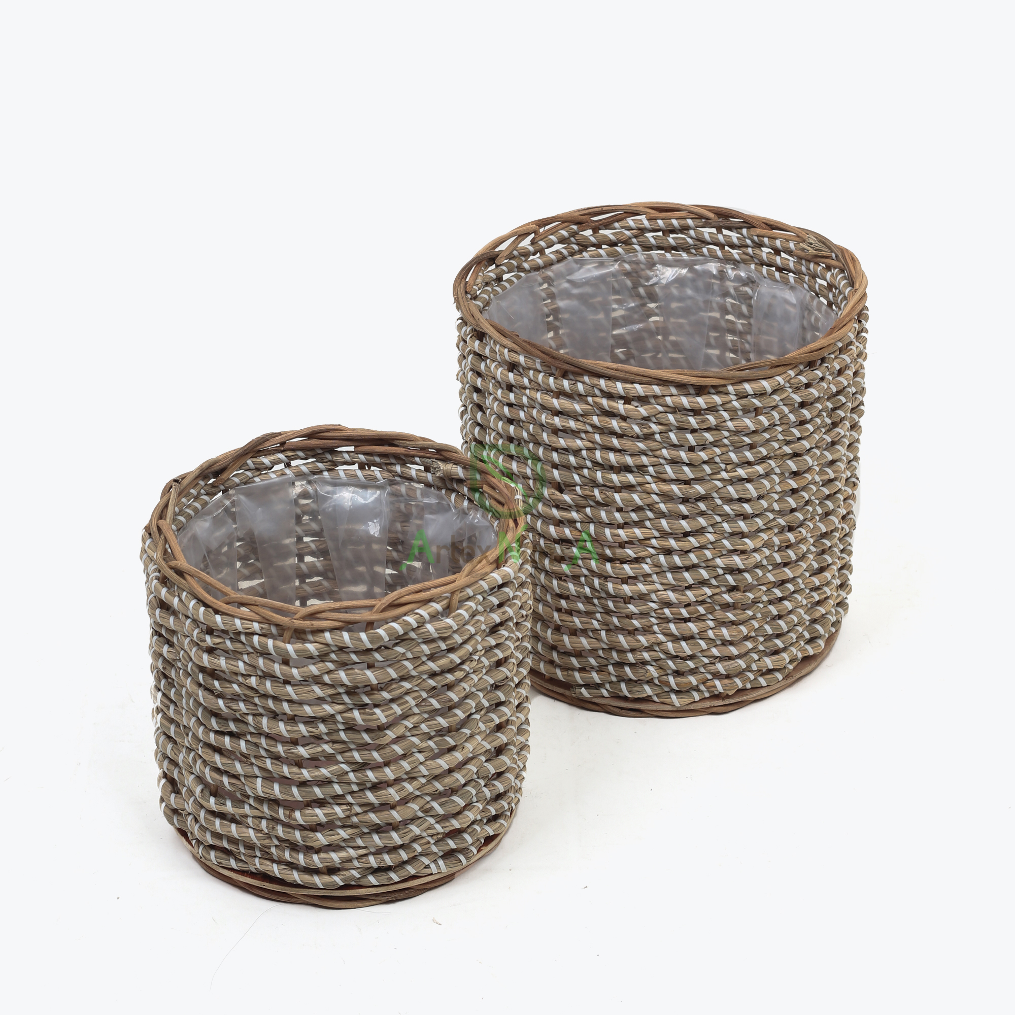 Newest Round Seagrass Pots For Plants Flower With Stand