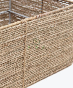 Eco-friendly sturdy rectangular seagrass storage organizer basket with handles and under bed storage