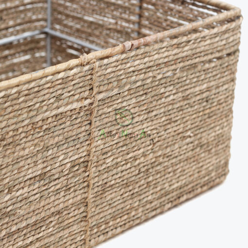 Eco-friendly sturdy rectangular seagrass storage organizer basket with handles and under bed storage
