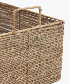 Eco-friendly sturdy rectangular seagrass storage organizer basket with handles and under bed storage