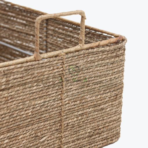Eco-friendly sturdy rectangular seagrass storage organizer basket with handles and under bed storage