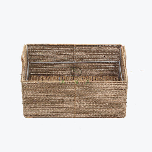 Eco-friendly sturdy rectangular seagrass storage organizer basket with handles and under bed storage