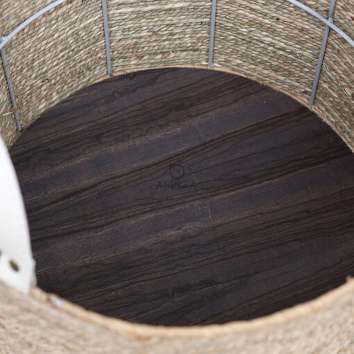 Eco friendly woven big round seagrass basket storage with Handles for Wholesale