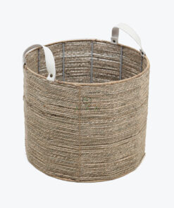 Eco friendly woven big round seagrass basket storage with Handles for Wholesale