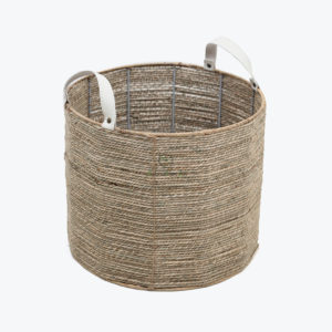 Eco friendly woven big round seagrass basket storage with Handles for Wholesale