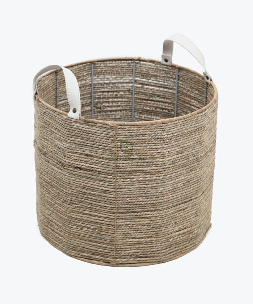 Eco friendly woven big round seagrass basket storage with Handles for Wholesale