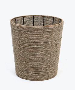 round natural seagrass hamper
