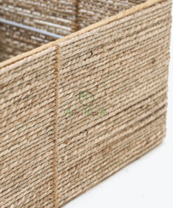 Rectangular Seagrass Kitchen Organizer With Leather Handles