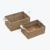 Rectangular Seagrass Kitchen Organizer With Leather Handles