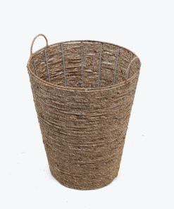 round water hyacinth laundry basket with handles