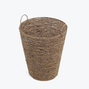 round water hyacinth laundry basket with handles