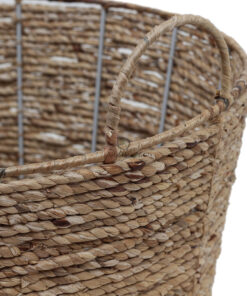 Round Water Hyacinth Laundry Basket With Handles