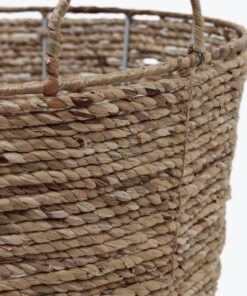 Round Water Hyacinth Laundry Basket With Handles