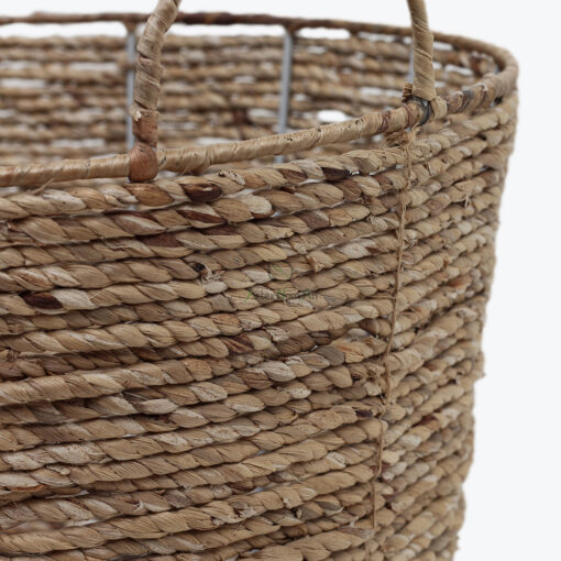Round Water Hyacinth Laundry Basket With Handles