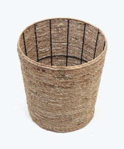 Round Water Hyacinth Storage Basket Bin