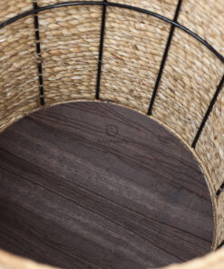 Round Water Hyacinth Storage Basket Bin