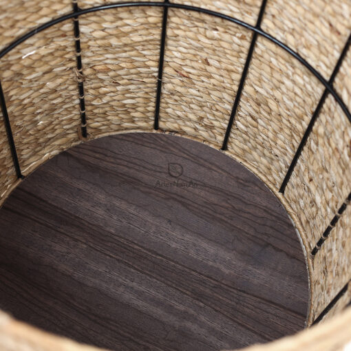 Round Water Hyacinth Storage Basket Bin