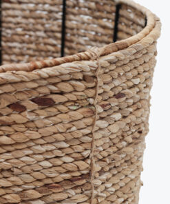 Round Water Hyacinth Storage Basket Bin