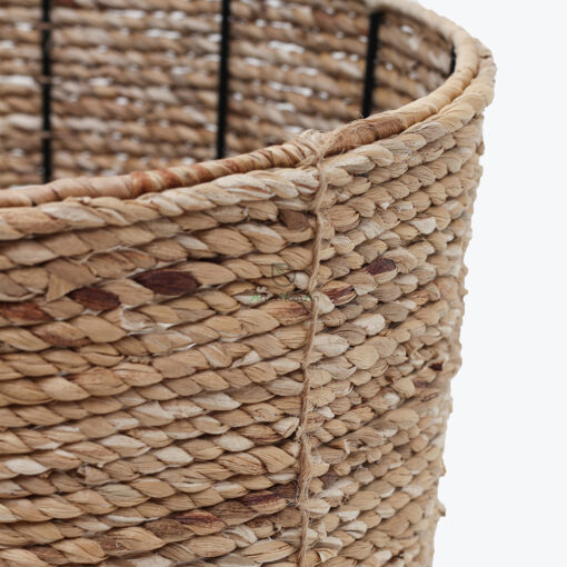 Round Water Hyacinth Storage Basket Bin
