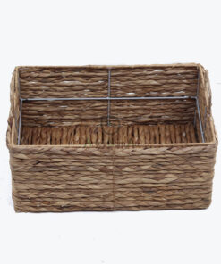Set of 3 Unique Sturdy Rectangular Water Hyacinth Storage Bins With Handles