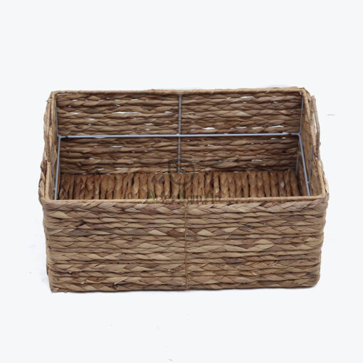 Set of 3 Unique Sturdy Rectangular Water Hyacinth Storage Bins With Handles